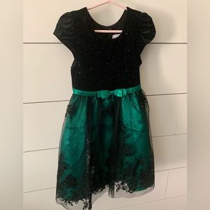 Sparkly black and green dress